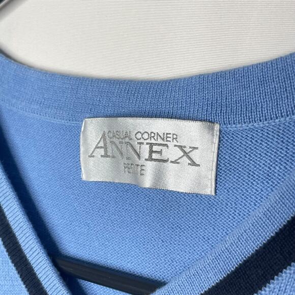 Vtg Annex Women's Blue Cotton Sweater Vest M Lightweight Tennis Varsity Preppy - Picture 6 of 6